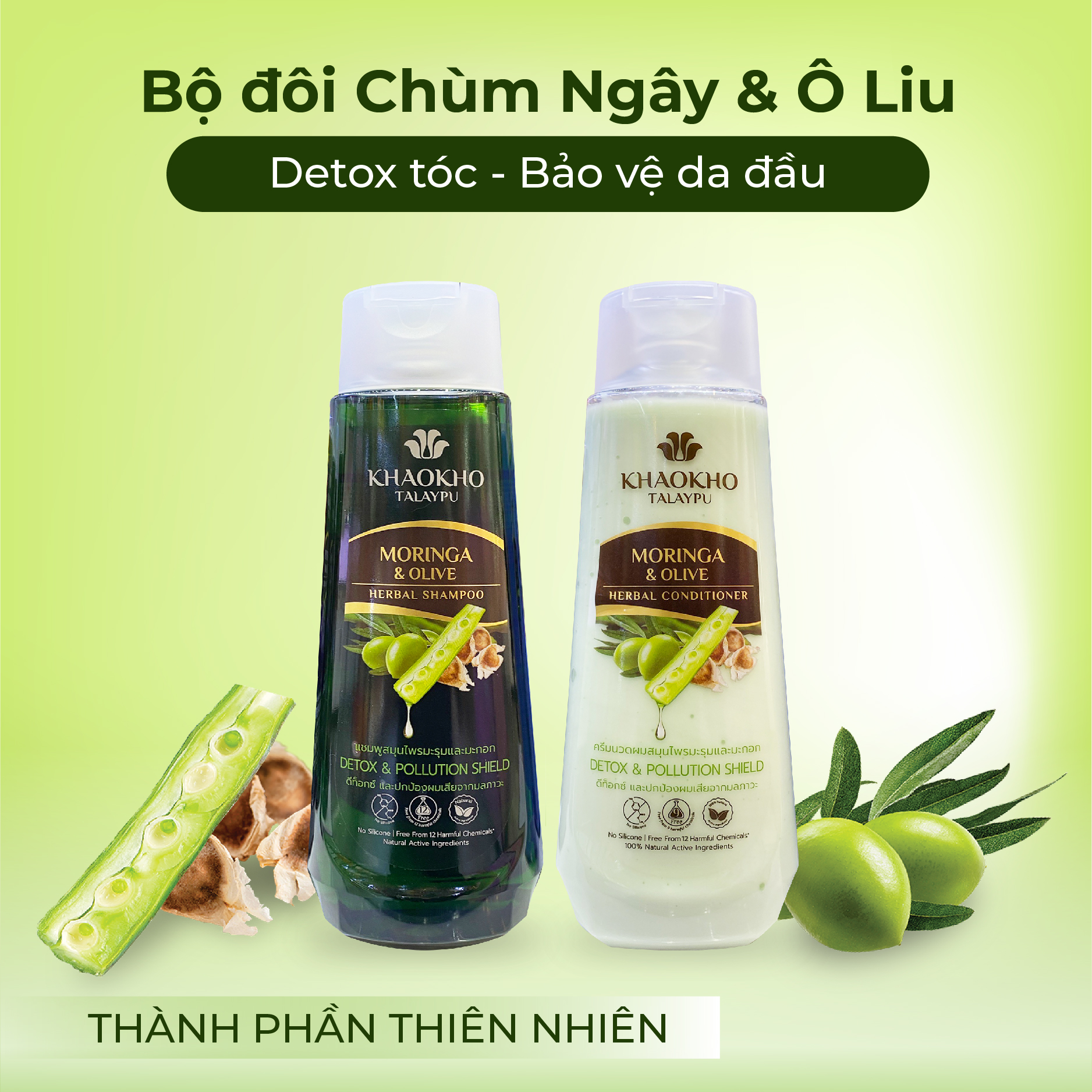 Khaokho Talaypu Moringa & Olive Herbal Shampoo 185ml