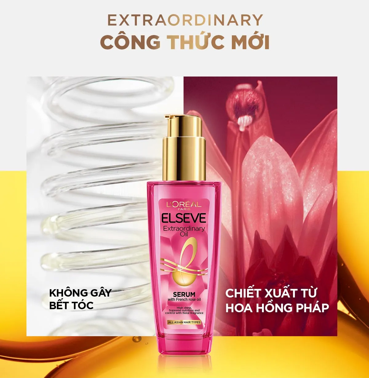 Mua ngay L'OREAL PARIS, Dầu Dưỡng Tóc L'Oreal Paris Chiết Xuất Hoa Hồng  Elseve Extraordinary Oil Serum 100ml với khuyến mãi đặc biệt | Watsons VN