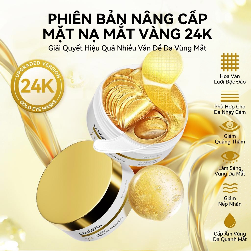 Mặt Nạ Mắt Lanbena 24K Gold Hydra-Gel Eye Patches 14Pcs