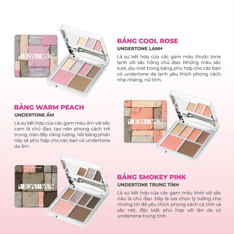 Bảng Phấn Mắt Lemonade Aesthetic Multi-Task Palette 10.8g .#03 Smokey Pink - Hình ảnh chính thức