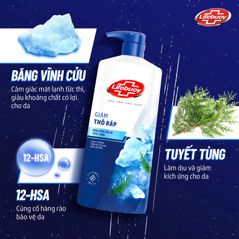 Sữa Tắm Cho Nam Lifebuoy Băng Vĩnh Cửu & Tuyết Tùng 800g giúp làm sạch sâu, loại bỏ bụi bẩn và vi khuẩn Sữa Tắm Cho Nam Lifebuoy Băng Vĩnh Cửu & Tuyết Tùng 800g - 1