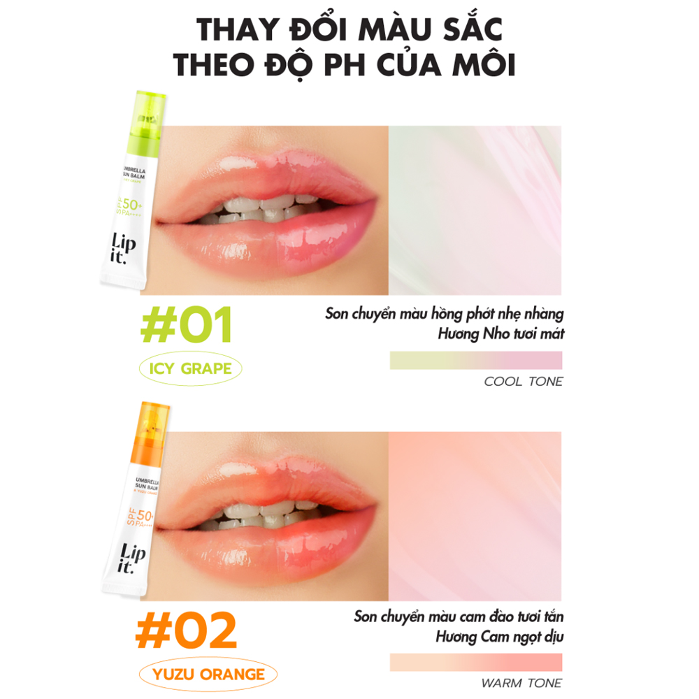 Son Dưỡng Chống Nắng Lip It Umbrella Sun Balm SPF50+ PA++++ 8g .#01 Icy Grape - Hình ảnh chính thức
