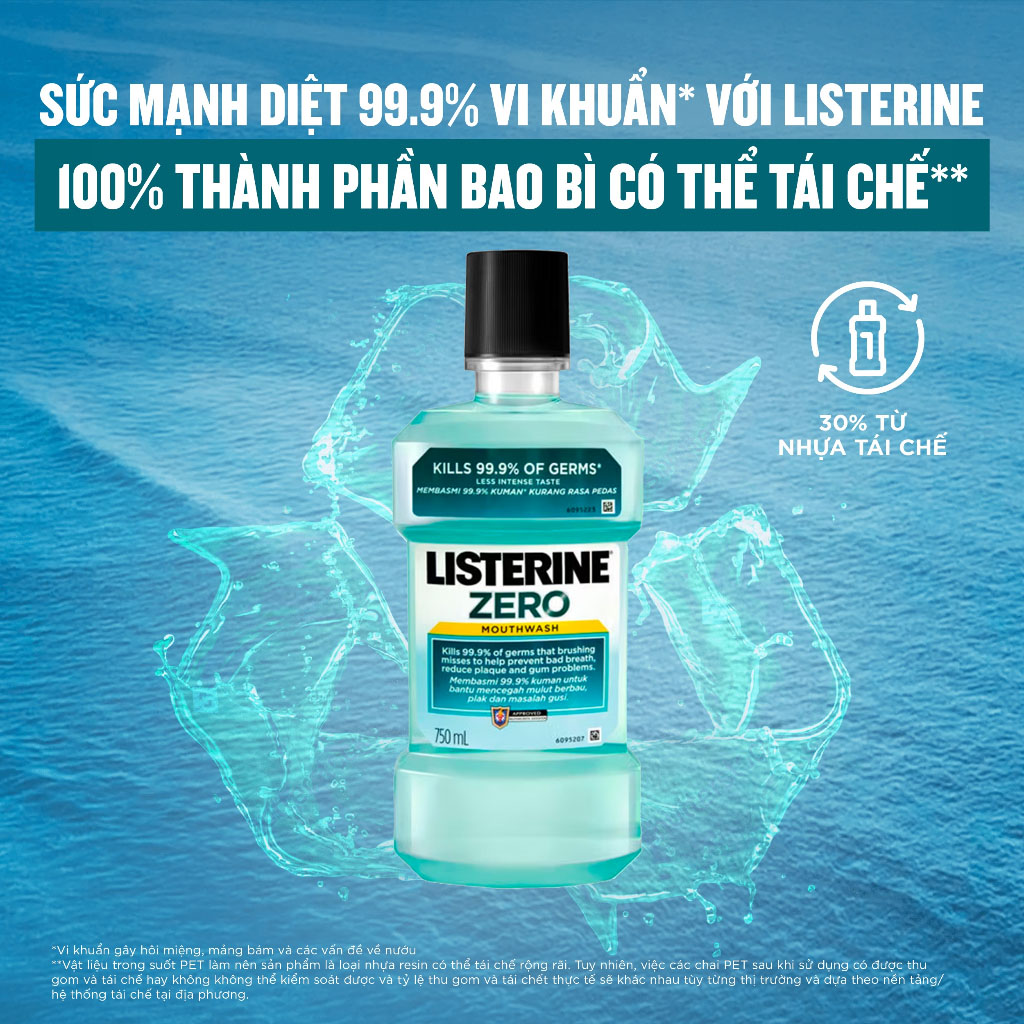 Listerine Coolmint Zero Alcohol Mouthwash 750ml - 2