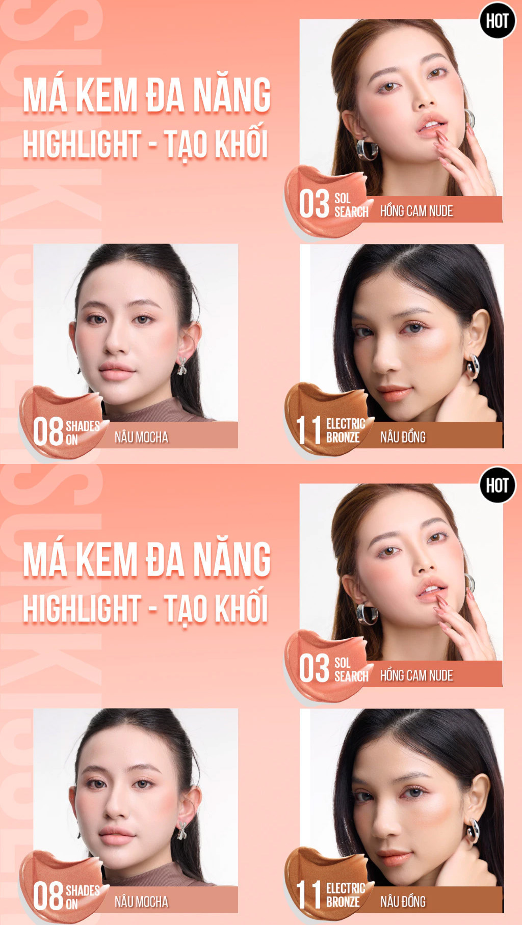 Má Hồng Dạng Kem Maybelline Sunkisser Blush 4.7g phù hợp trang điểm cho mọi phong cách Má Hồng Dạng Kem Maybelline Sunkisser Blush 4.7g - 2