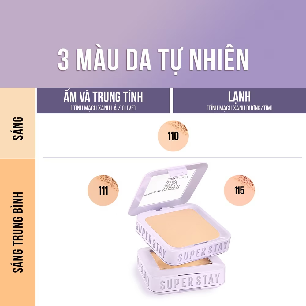 Phấn Phủ Dạng Nén Maybelline Super Stay Up To 30H Flex Powder Foundation 9g .#115 - Hình ảnh chính thức