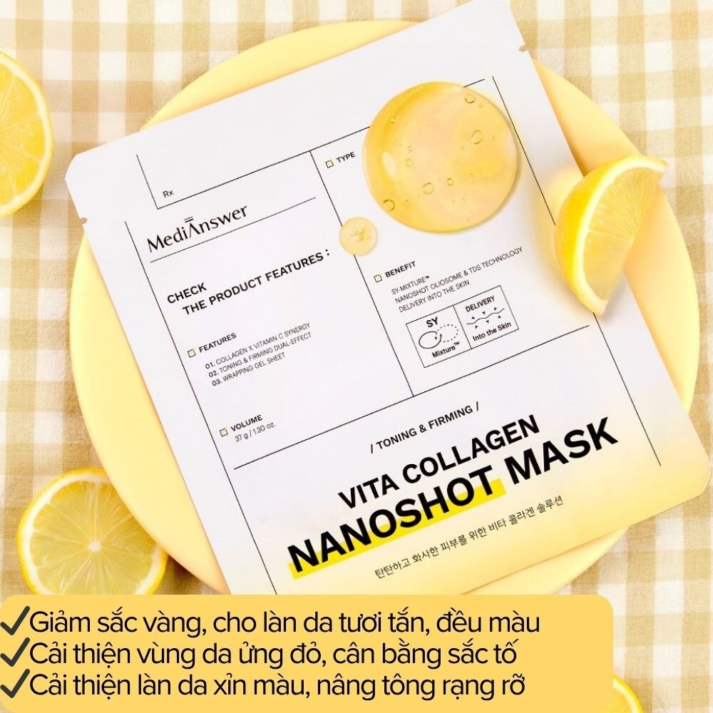 Mặt Nạ Thạch MediAnswer Vita Collagen Nanoshot Mask 37g