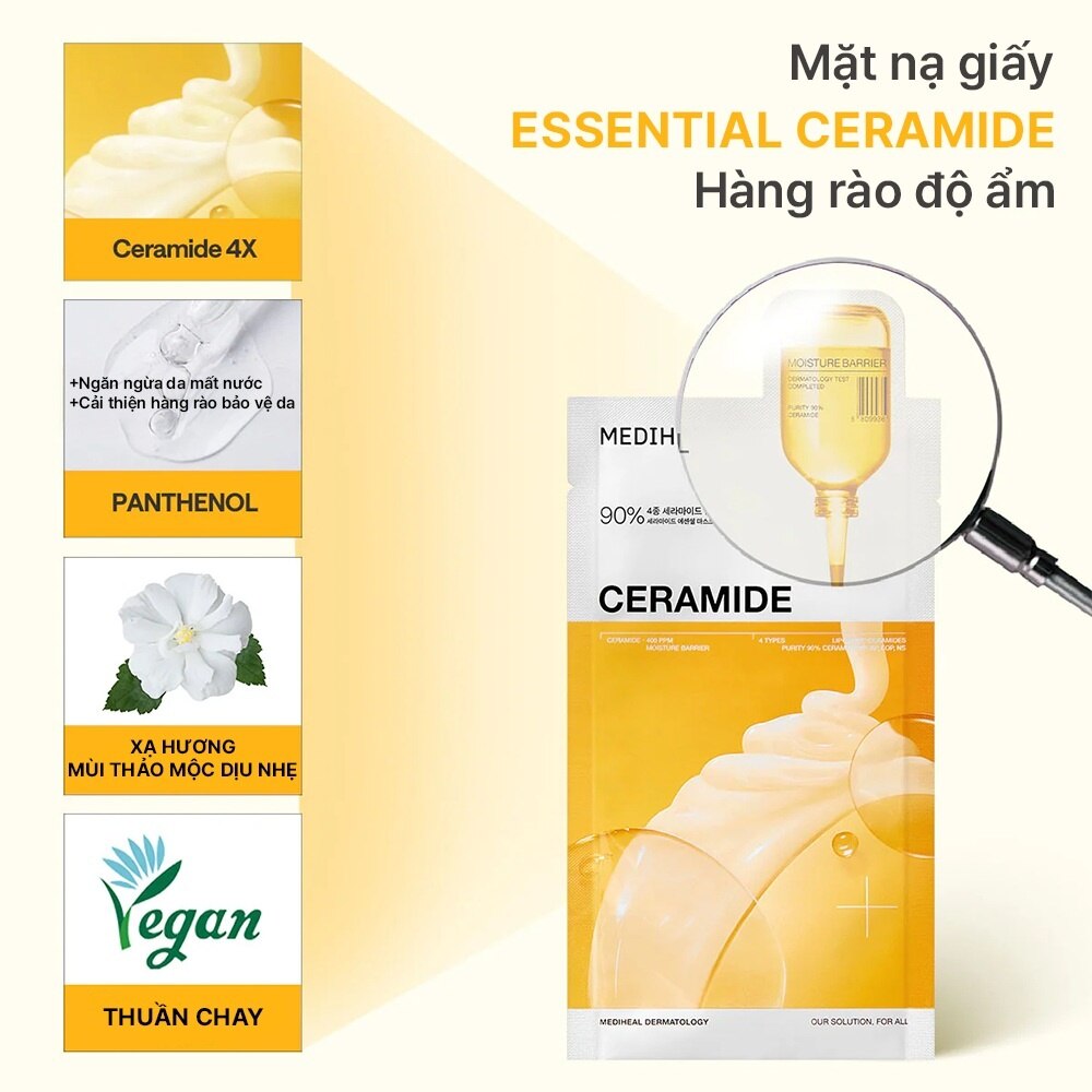 Mediheal Ceramide Essential Mask Moisture Barrier 24ml - Provides quick hydration for plump, supple skin, Helps soften skin and reduce dryness, Creates a good moisture base for subsequent skincare steps, Provides a relaxing, comfortable feeling after use Mediheal Ceramide Essential Mask Moisture Barrier 24ml