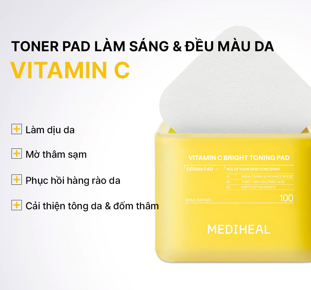 Toner Pad Mediheal Vitamin C Bright Toning Pad 100 Pads