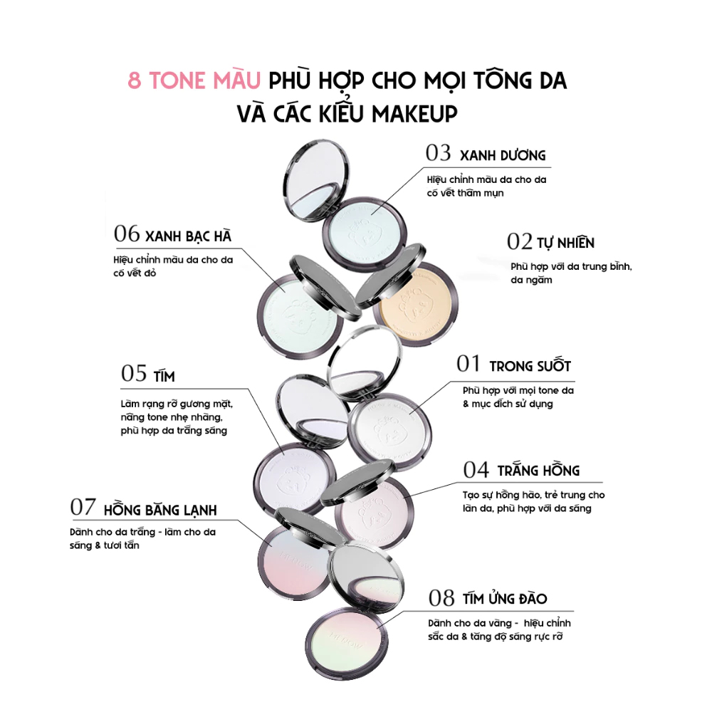 Phấn Phủ Menow Velvet Mist Complexion Powder 21g .#P01 Không Màu - Hình ảnh chính thức