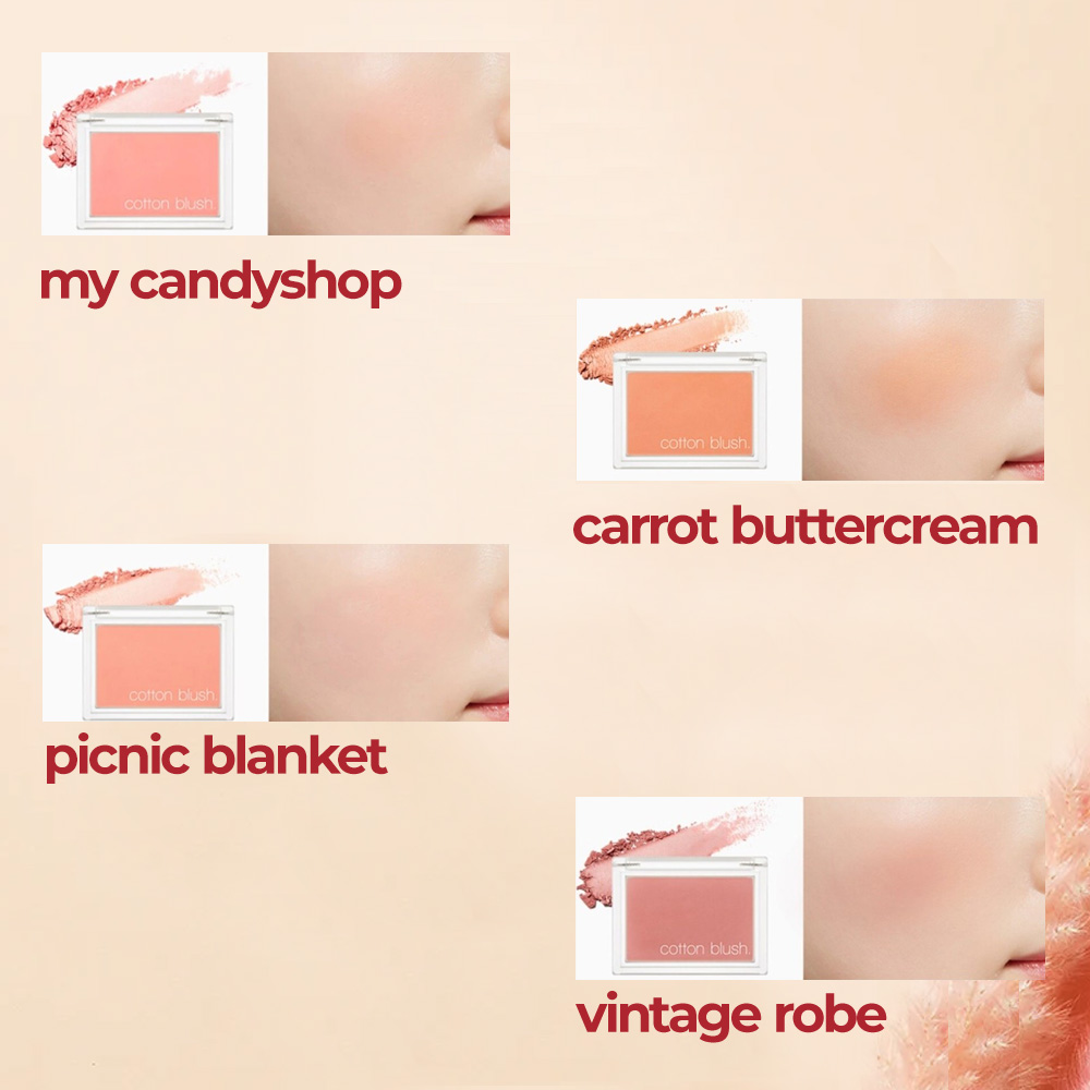 Phấn Má Hồng Missha Cotton Blush 4.2g .#Carrot Butter Cream Cam san hô