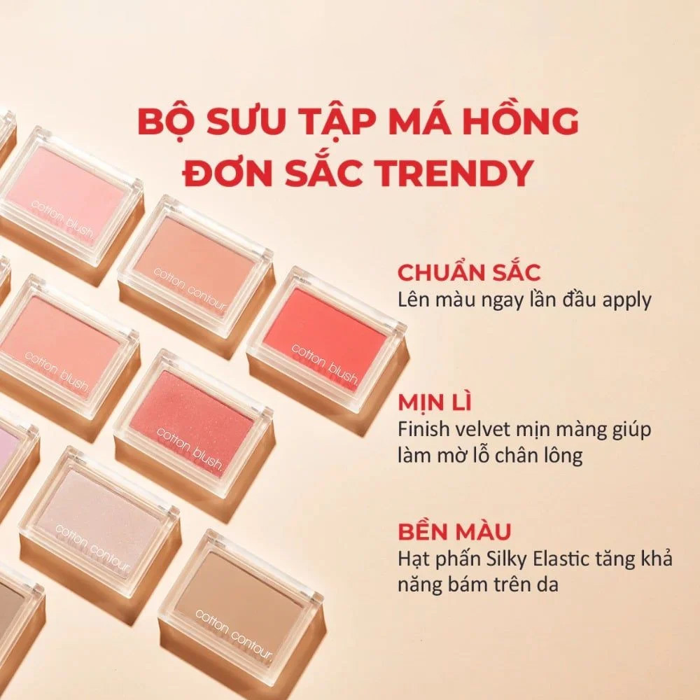 Phấn Má Hồng Missha Cotton Blush 4.2g .#Carrot Butter Cream Cam san hô