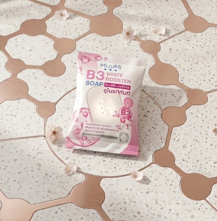 Xà Phòng Tắm và Rửa Mặt MizuMi B3 White Booster Soap 60g - Mọi loại da, Người thích skincare đơn giản, tối giản, Routine làm sạch hằng ngày, sáng & tối Xà Phòng Tắm và Rửa Mặt MizuMi B3 White Booster Soap 60g