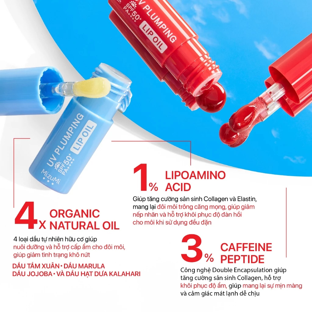 Son Dưỡng Môi Chống Nắng MizuMi UV Plumping Lip Oil SPF50+ PA++++ Champagne 4g