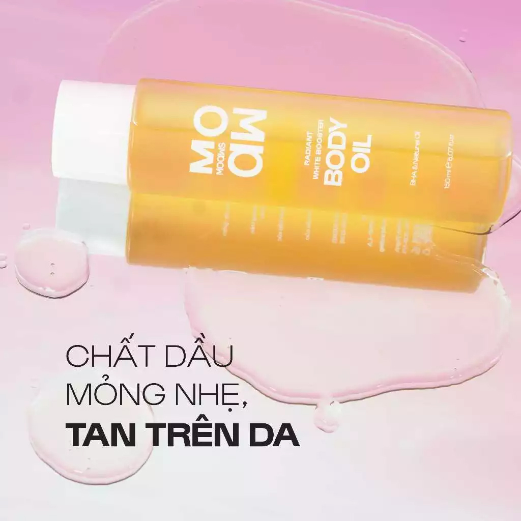 Dầu Dưỡng Thể Sáng Da Moaw Moaws Radiant White Booster Body Oil 150ml - All skin types needing care, Those who love natural glowing skin, Relaxing self-care routine after bathing Dầu Dưỡng Thể Sáng Da Moaw Moaws Radiant White Booster Body Oil 150ml