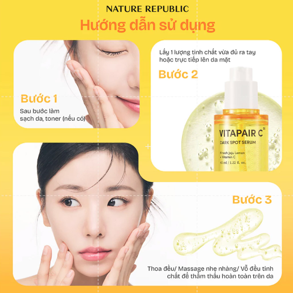 Tinh Chất Dưỡng Trắng Da Mờ Thâm Sạm Nám Nature Republic Vitapair C Dark Spot Serum 45ml - Phù hợp với da khô/thiếu ẩm, da xỉn màu Tinh Chất Dưỡng Trắng Da Mờ Thâm Sạm Nám Nature Republic Vitapair C Dark Spot Serum 45ml