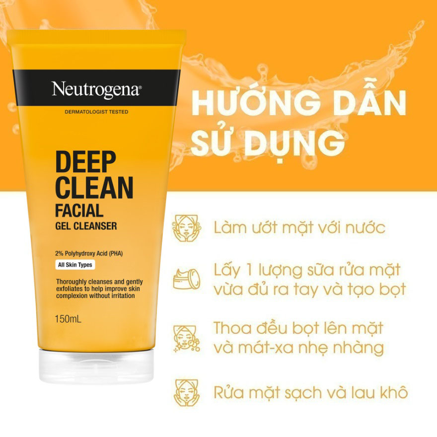 Sữa Rửa Mặt Neutrogena Deep Clean Facial Cleanser Dạng Gel Làm Sạch Sâu 150ml - 2