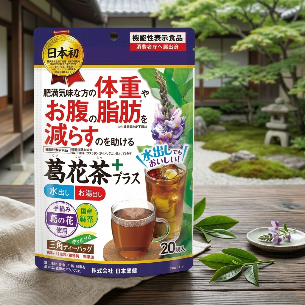 Nihon Yakken Green Tea & Kudzu Flower 2.3gx 20packets - Phù hợp với: Trà kết hợp trà xanh Nhật Bản và chiết xuất hoa Kudzu, có hương vị thanh nhẹ, dễ uống. Nihon-Yakken-Green-Tea-Kudzu-Flower-2.3gx-20packets-2