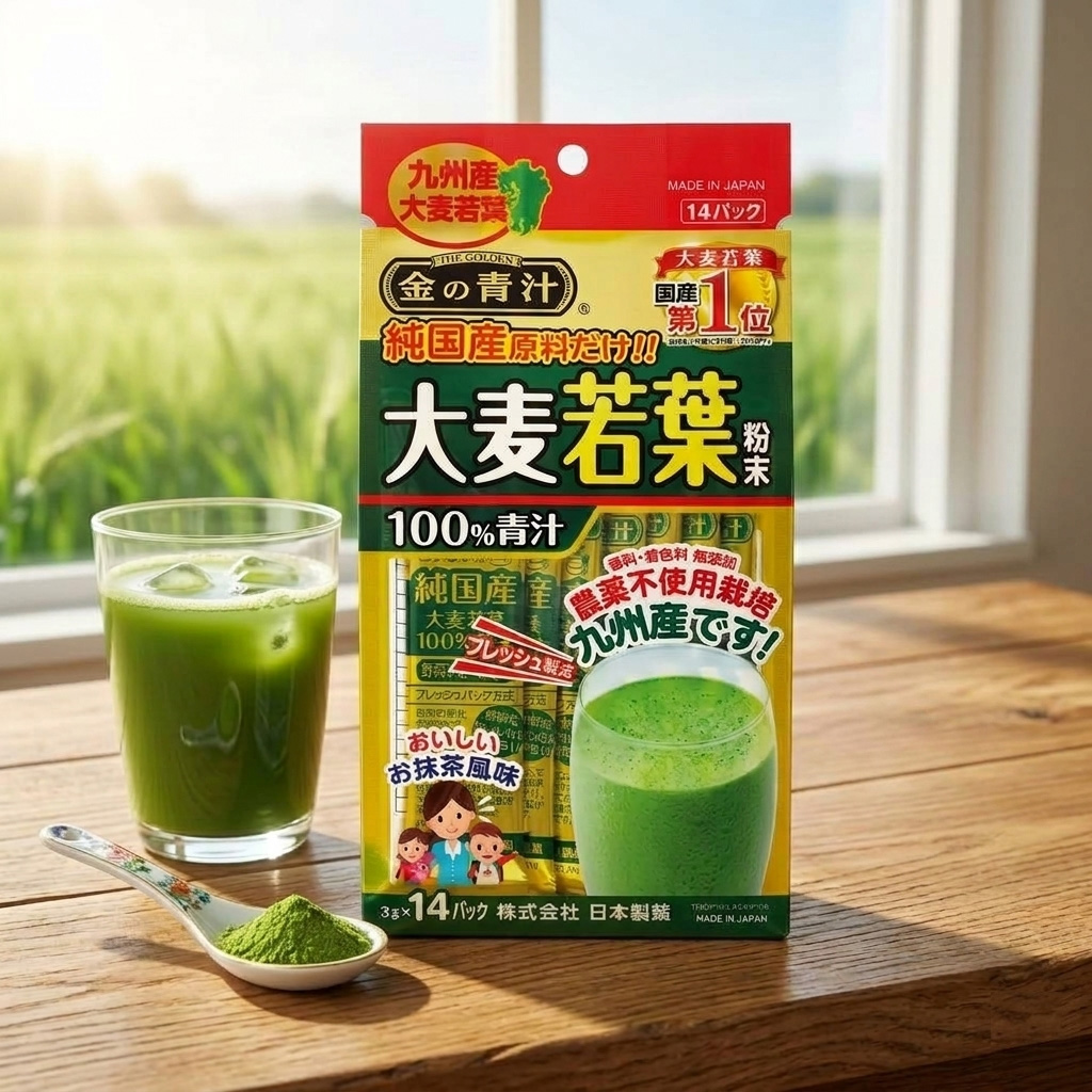 Nihon Yakken Young Barley Grass Powder 3gx 14packets - Phù hợp với: Sản phẩm phù hợp để bổ sung vào chế độ ăn hằng ngày, nhất là với người ít ăn rau xanh. Nihon-Yakken-Young-Barley-Grass-Powder-3gx-14packets-2