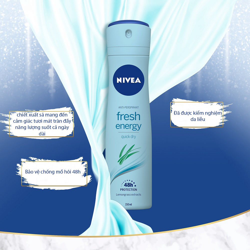 Xịt Ngăn Mùi Hương Sả Nivea Anti-Perspirant Fresh Energy Quick Dry