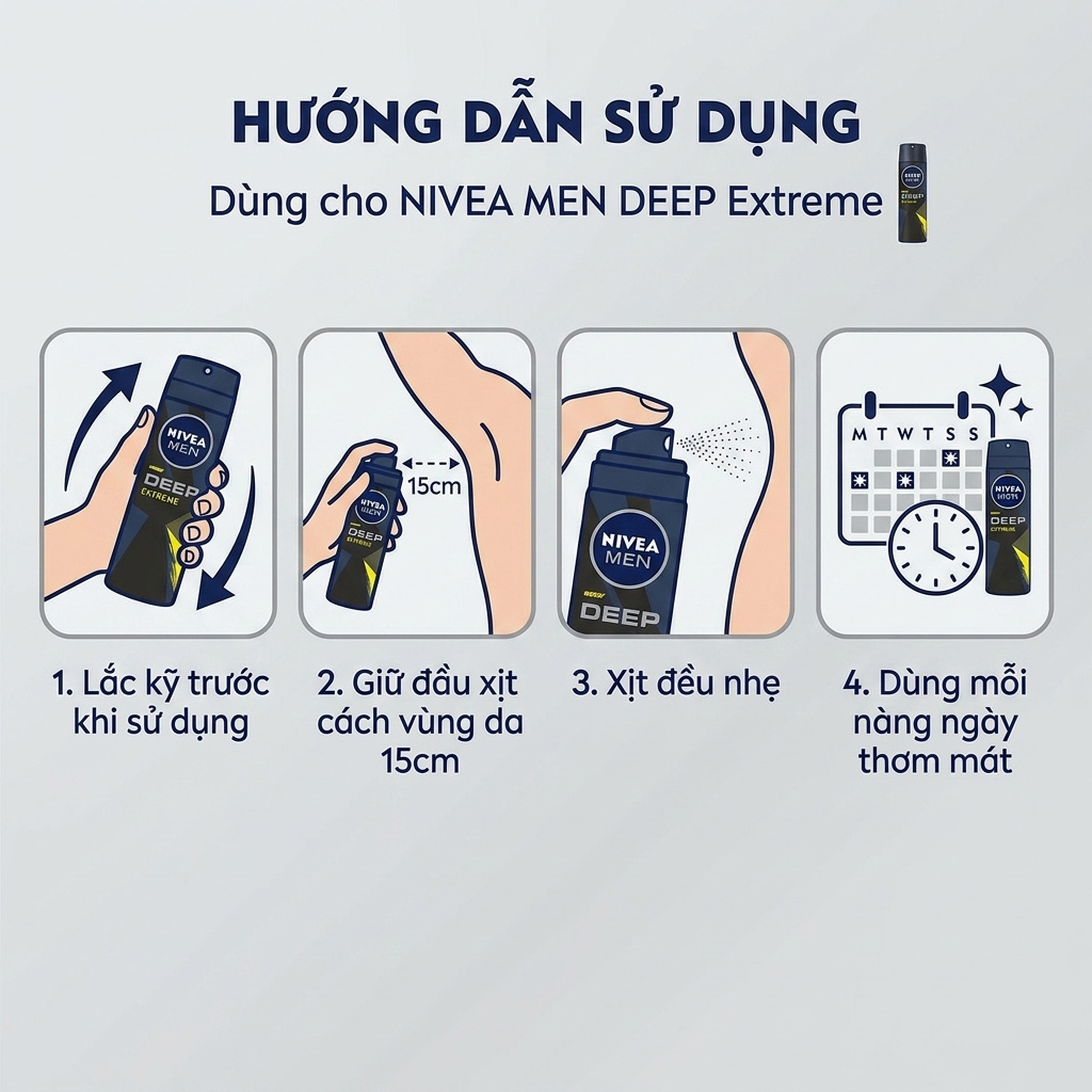 Xịt Khử Mùi Nam Nivea Men Deep Extreme Hương Năng Động Tươi Mát 150ml