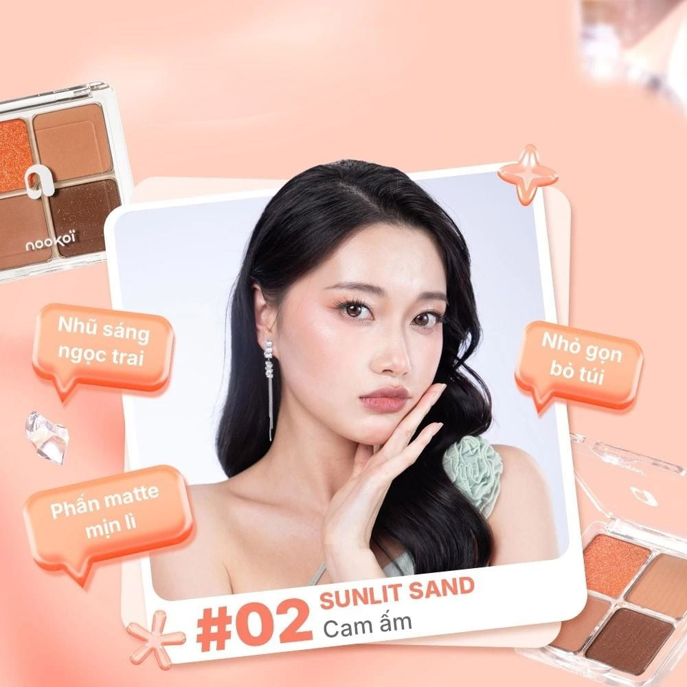 Phấn Mắt 4 Màu Nookoi Just Me Eyeshadow 8g .#ES02 Sunlit Sand - Hình ảnh chính thức