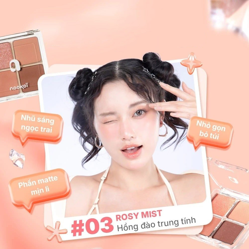 Phấn Mắt 4 Màu Nookoi Just Me Eyeshadow 8g .#ES03 Rosy Mist - Hình ảnh chính thức