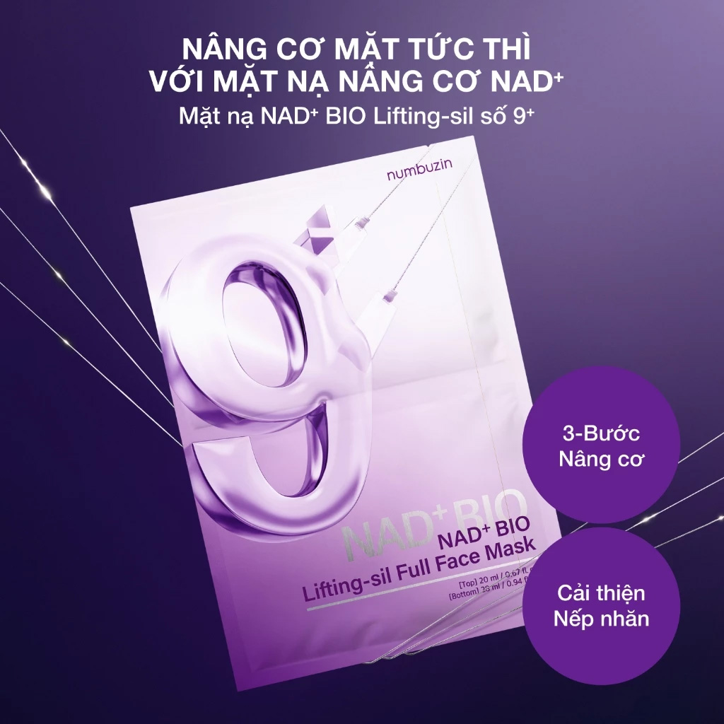 Mặt Nạ Nâng Cơ Numbuzin No.9+ NAD+ BIO Lifting-Sil Full Face Mask (Top 20ml+Bottom 28ml)