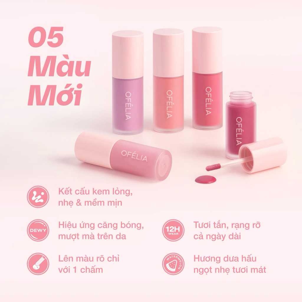Kem Má Hồng Ofélia Lolli Liquid Blush 4.6g .#LB19 Wonder