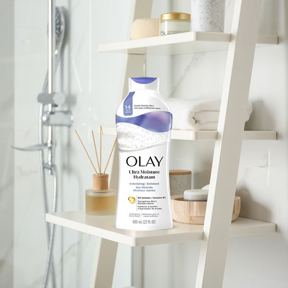 Sữa Tắm Tẩy Tế Bào Chết Olay Exfoliating Moisture Sea Salts Hạt Muối Biển nhẹ nhàng làm sạch da, lấy đi mọi bụi bẩn trên cơ thể mà vẫn duy trì độ ẩm tự nhiên của da Sữa Tắm Tẩy Tế Bào Chết Olay Exfoliating Moisture Sea Salts Hạt Muối Biển - 1