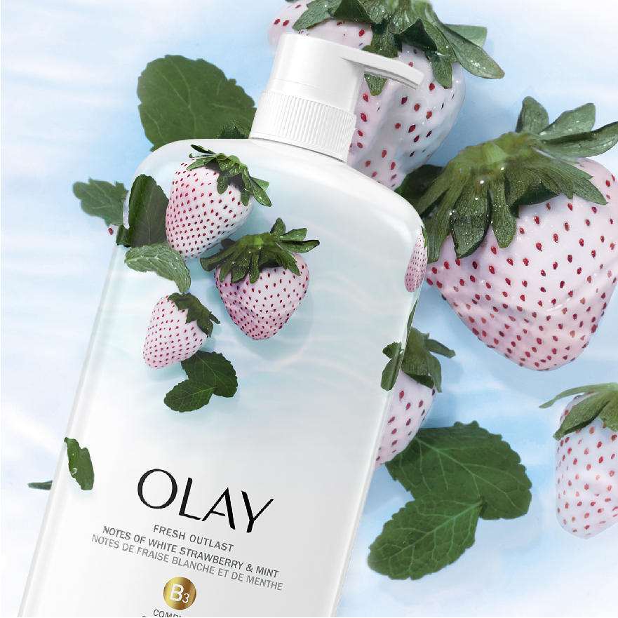 Sữa Tắm Dưỡng Ẩm Olay Fresh Outlast White Strawberry &&.,& Mint Body Wash 887ml