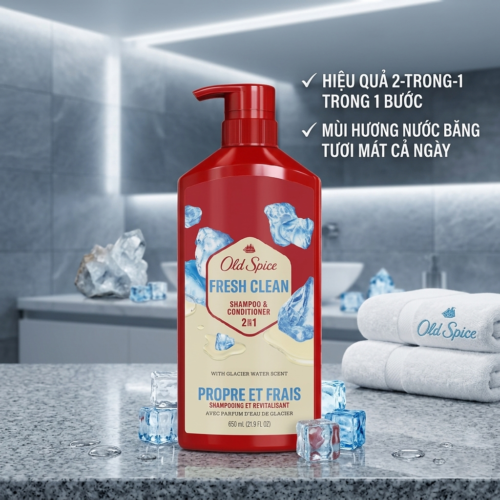 Dầu Gội & Xả Cho Nam Old Spice Fresh Clean 650ml - Công dụng Dầu Gội & Xả Cho Nam Old Spice Fresh Clean 650ml
