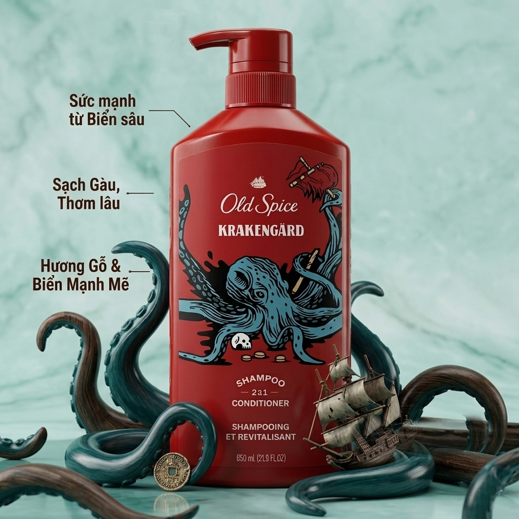 Dầu Gội & Xả Cho Nam Old Spice Krakengard 650ml - Công dụng Dầu Gội & Xả Cho Nam Old Spice Krakengard 650ml