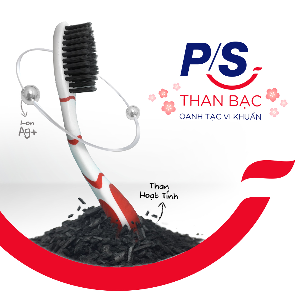 P/S Antibacterial Silver Charcoal Toothbrush