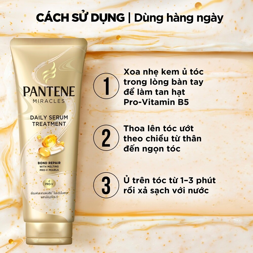 Dầu Xả Pantene Miracles Daily Serum Treatment 180ml - Tóc khô xơ, hư tổn, chẻ ngọn, Người muốn tóc mềm mượt nhưng vẫn nhẹ thoáng, Routine chăm sóc tóc hằng ngày Dầu Xả Pantene Miracles Daily Serum Treatment 180ml