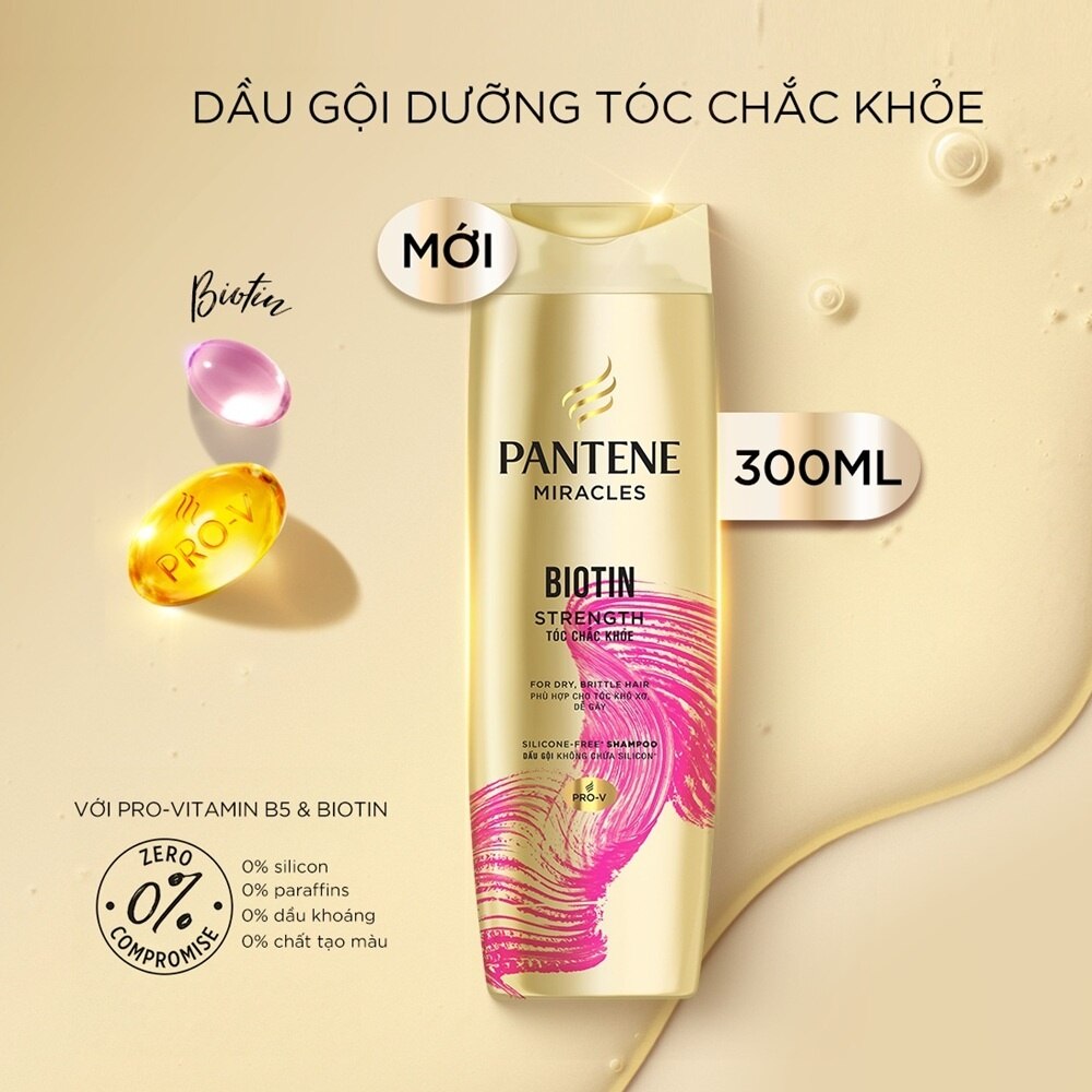 Dầu Gội Pantene Chắc Khỏe Biotin Strength Silicone-Free Shampoo 300ml