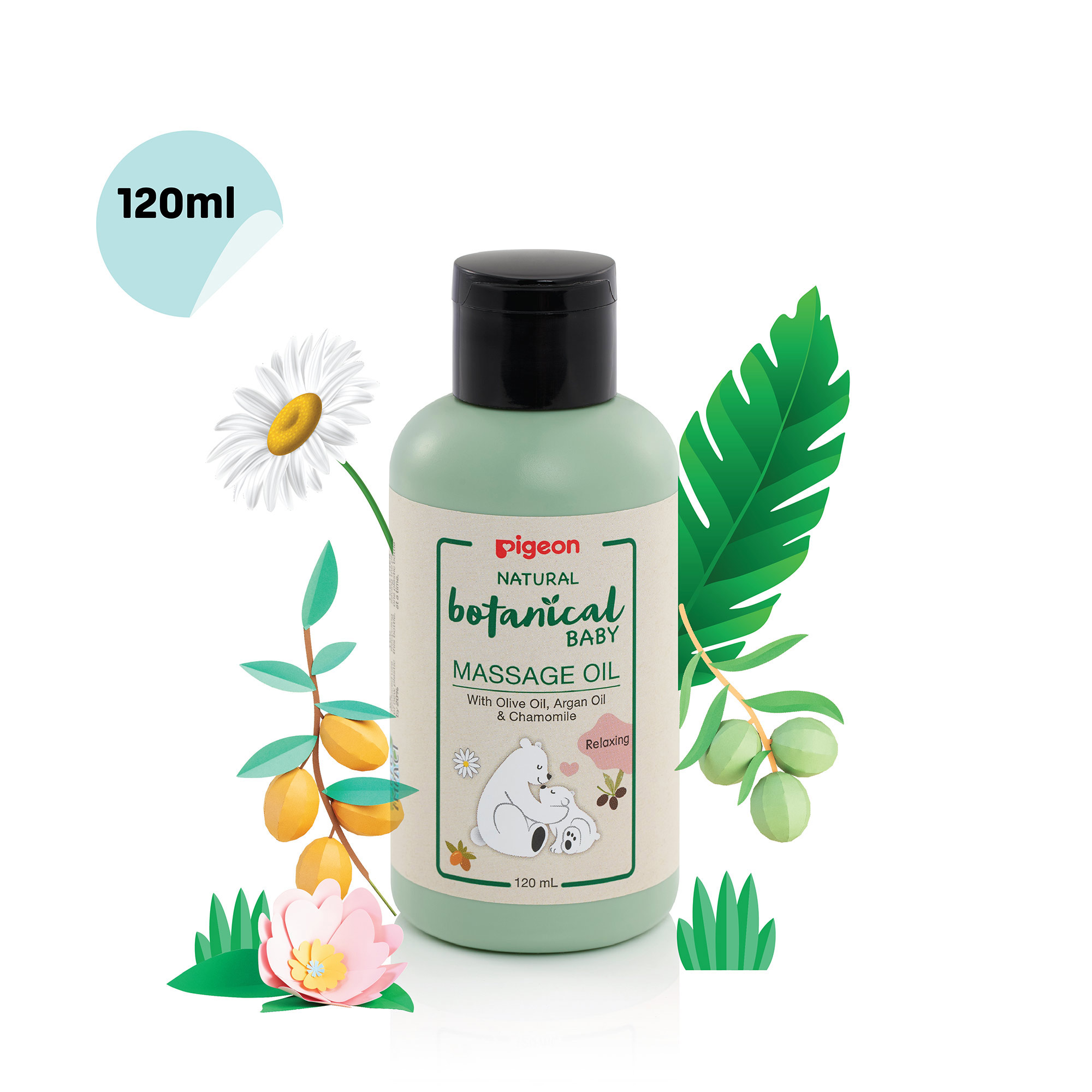 Dầu Massage Cho Bé Pigeon Natural Botanical Baby Massage Oil 120ml