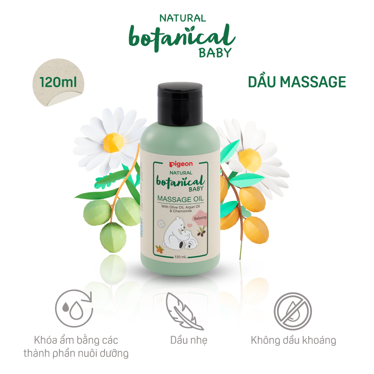 Dầu Massage Cho Bé Pigeon Natural Botanical Baby Massage Oil