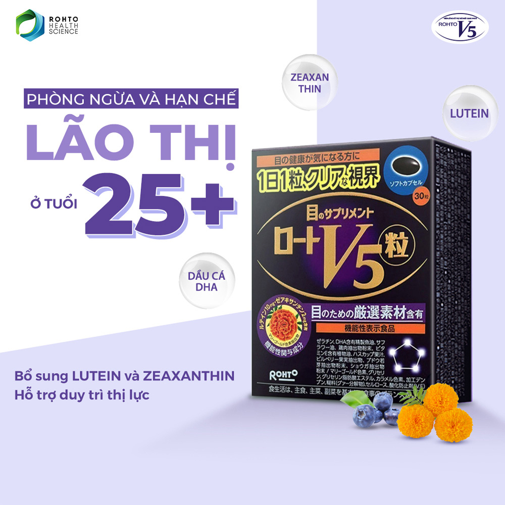 Thực Phẩm Bảo Vệ Sức Khỏe Rohto V5 Bổ Mắt 12.57g 30 Viên sử dụng cho người lớn. Thực Phẩm Bảo Vệ Sức Khỏe Rohto V5 Bổ Mắt 12.57g 30 Viên - 2