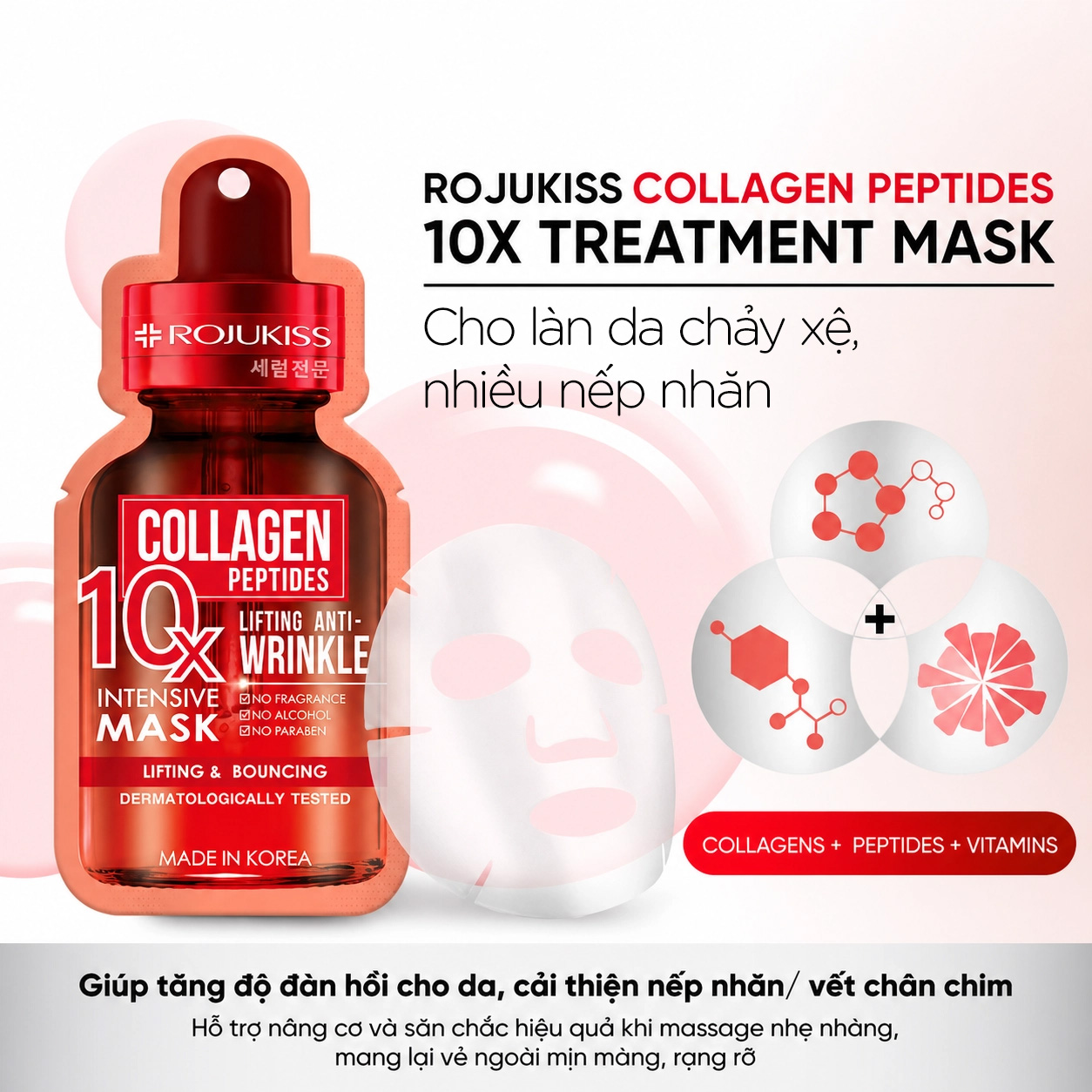 Mặt Nạ Ngừa Lão Hóa Rojukiss Collagen 10X Intensive Mask 24ml