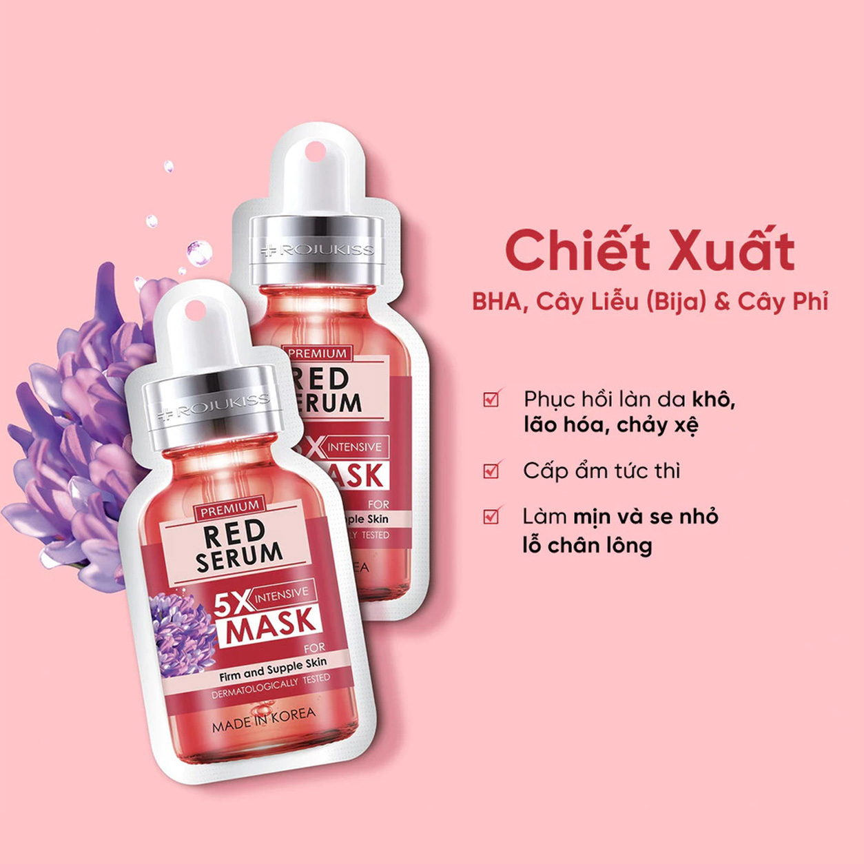 Mặt Nạ Ngừa Lão Hóa Và Se Khít Lỗ Chân Lông Rojukiss Firm Poreless Red Serum 5X Intensive Mask 25ml