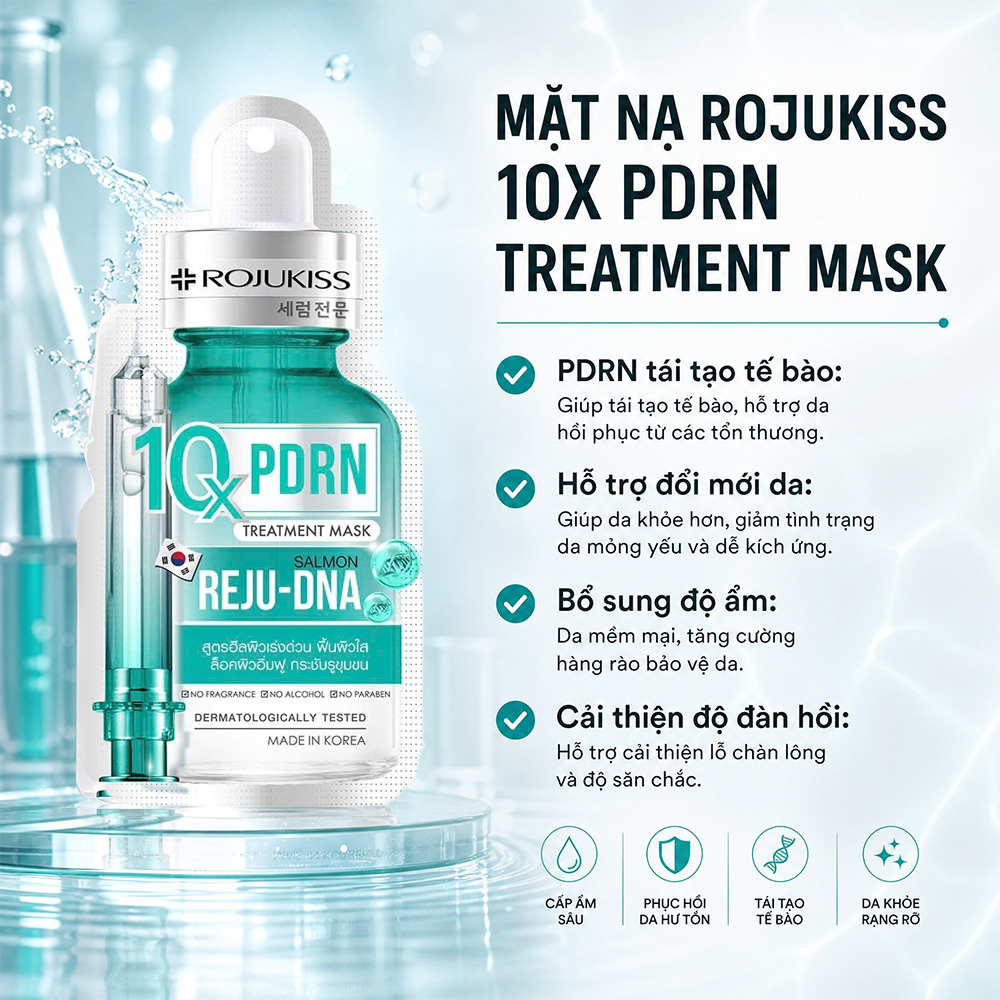 Mặt Nạ Phục Hồi Da Chuyên Sâu Rojukiss PDRN 10X Treatment Mask 24ml