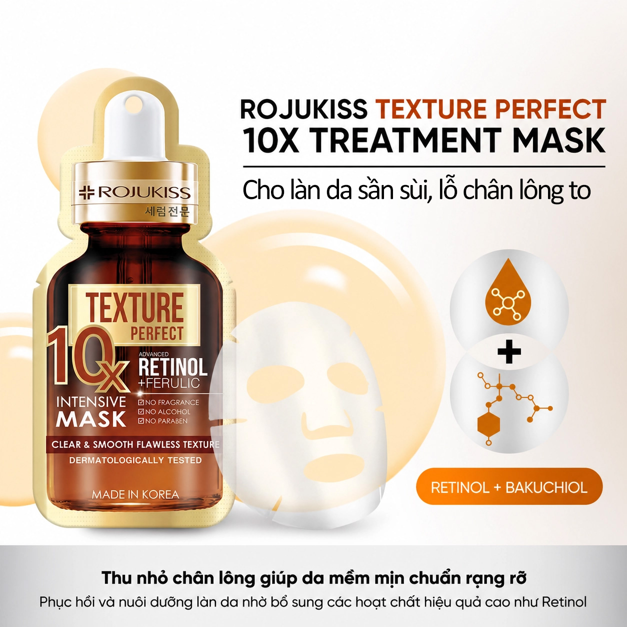 Mặt Nạ Se Khít Lỗ Chân Lông Rojukiss Perfect - Texture 10X Intensive Mask 24ml