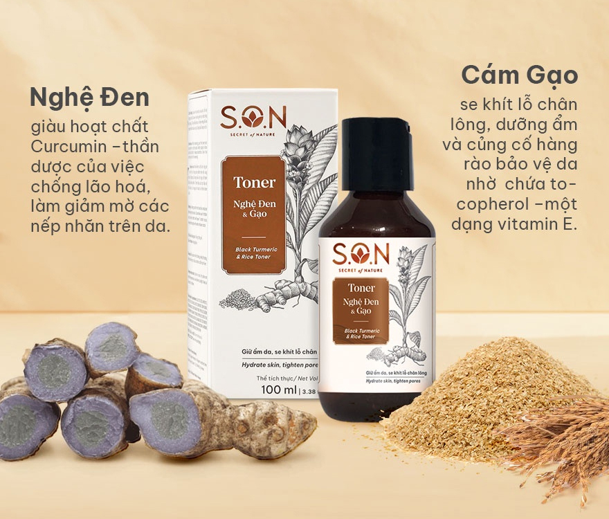 Toner Nghệ Đen Và Gạo 100ml