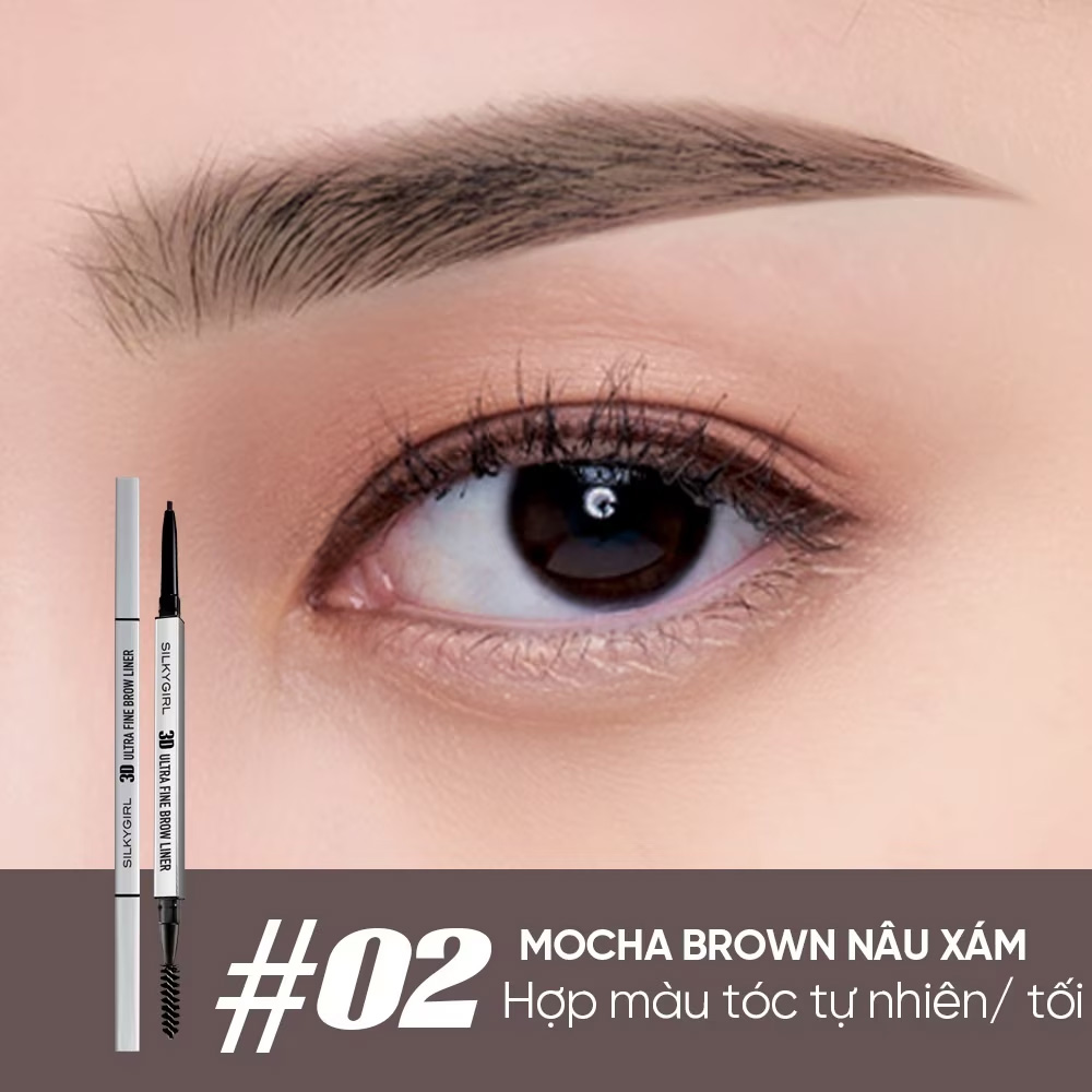 Chì Kẻ Mày 2 Đầu Silkygirl 3D Ultra Fine Brown Liner 0.1g - 1