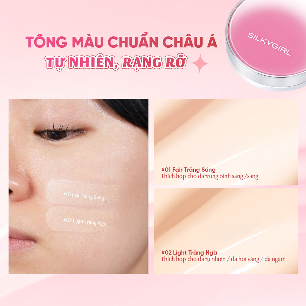 Phấn Nước Chống Nắng Silkygirl Serum Cushion SPF50+ PA+++ 13g .#01 Fair - Hình ảnh chính thức