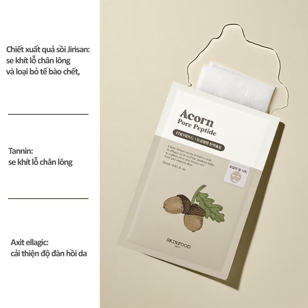 mặt nạ Skinfood Acorn Pore Peptide Mask 24ml giúp se khít lỗ chân lông và dưỡng da mịn màng