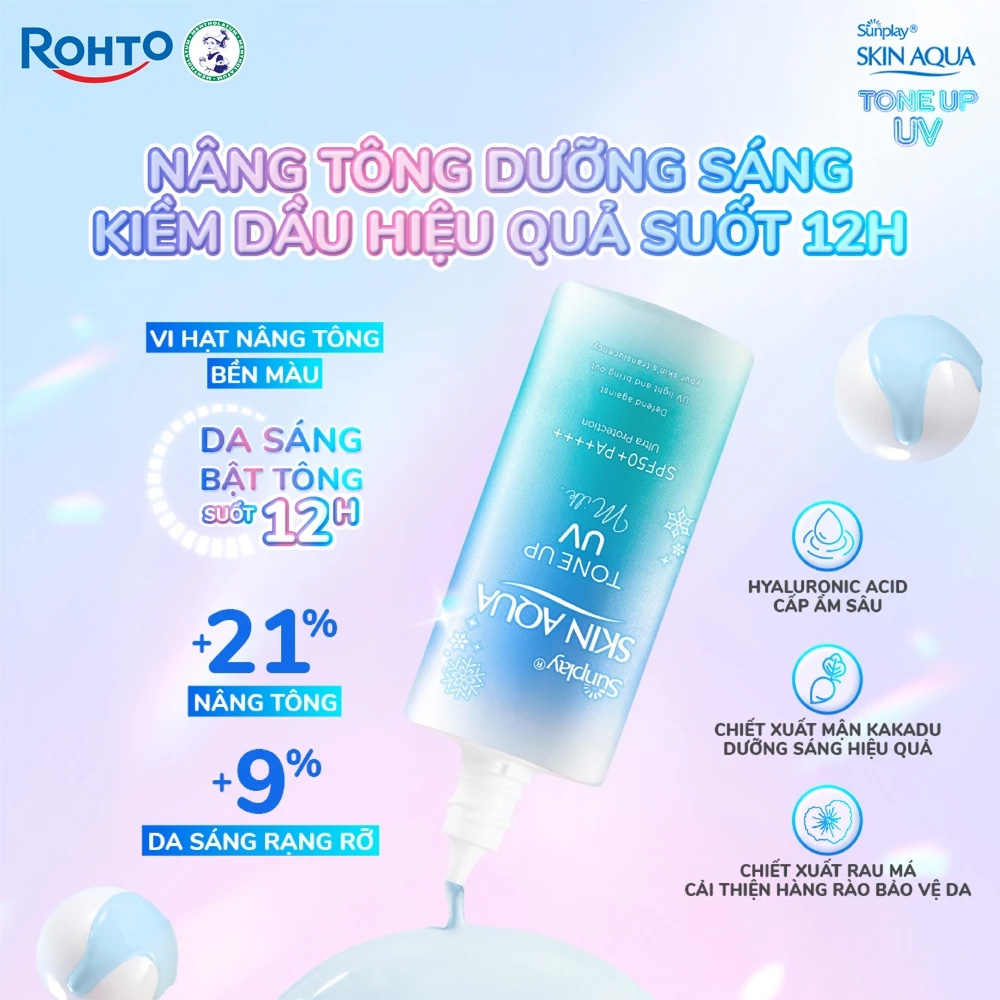 Sữa Chống Nắng Sunplay Skin Aqua Hiệu Chỉnh Sắc Da Tone Up UV Milk Blue SPF50+ PA++++ là dòng chống nắng vật lý lai hóa học đến từ Nhật Bản, giúp bảo vệ da toàn diện - hiệu chỉnh sắc da - nâng tông tự nhiên Sữa Chống Nắng Sunplay Skin Aqua Hiệu Chỉnh Sắc Da Tone Up UV Milk Blue SPF50+ PA++++ 50g - 1