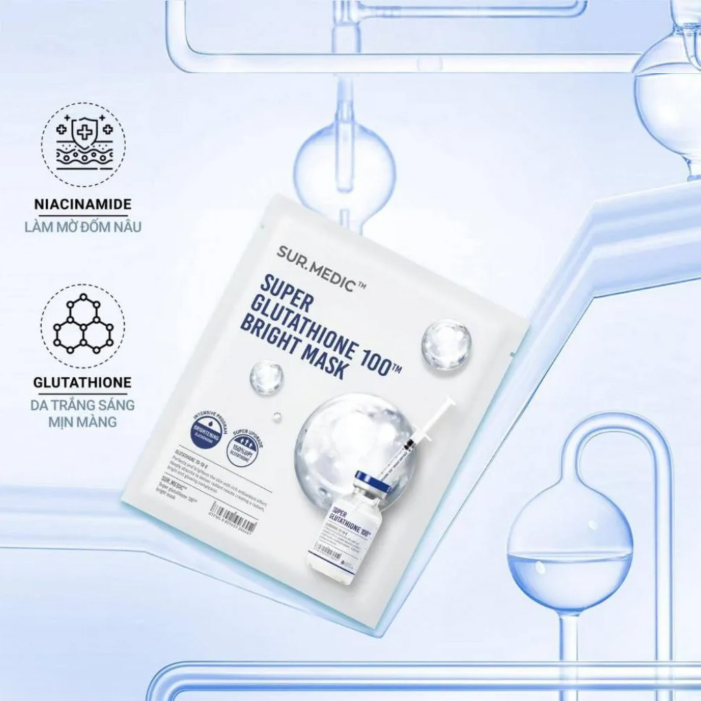 Mặt Nạ Sur.Medic+ Dưỡng Trắng Da Super Gluthathione 100™ Bright Mask 30g Giúp cấp ẩm nhanh, mang lại làn da mềm mại Mặt Nạ Sur.Medic+ Dưỡng Trắng Da Super Gluthathione 100™ Bright Mask 30g