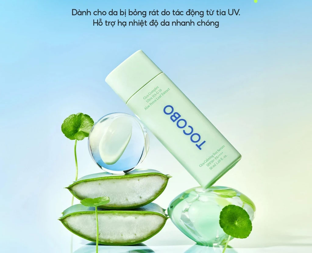 Tinh Chất Chống Nắng Tocobo CiCa Calming Sun Serum SPF50+ PA++++ 50ml dưỡng ẩm và làm dịu da