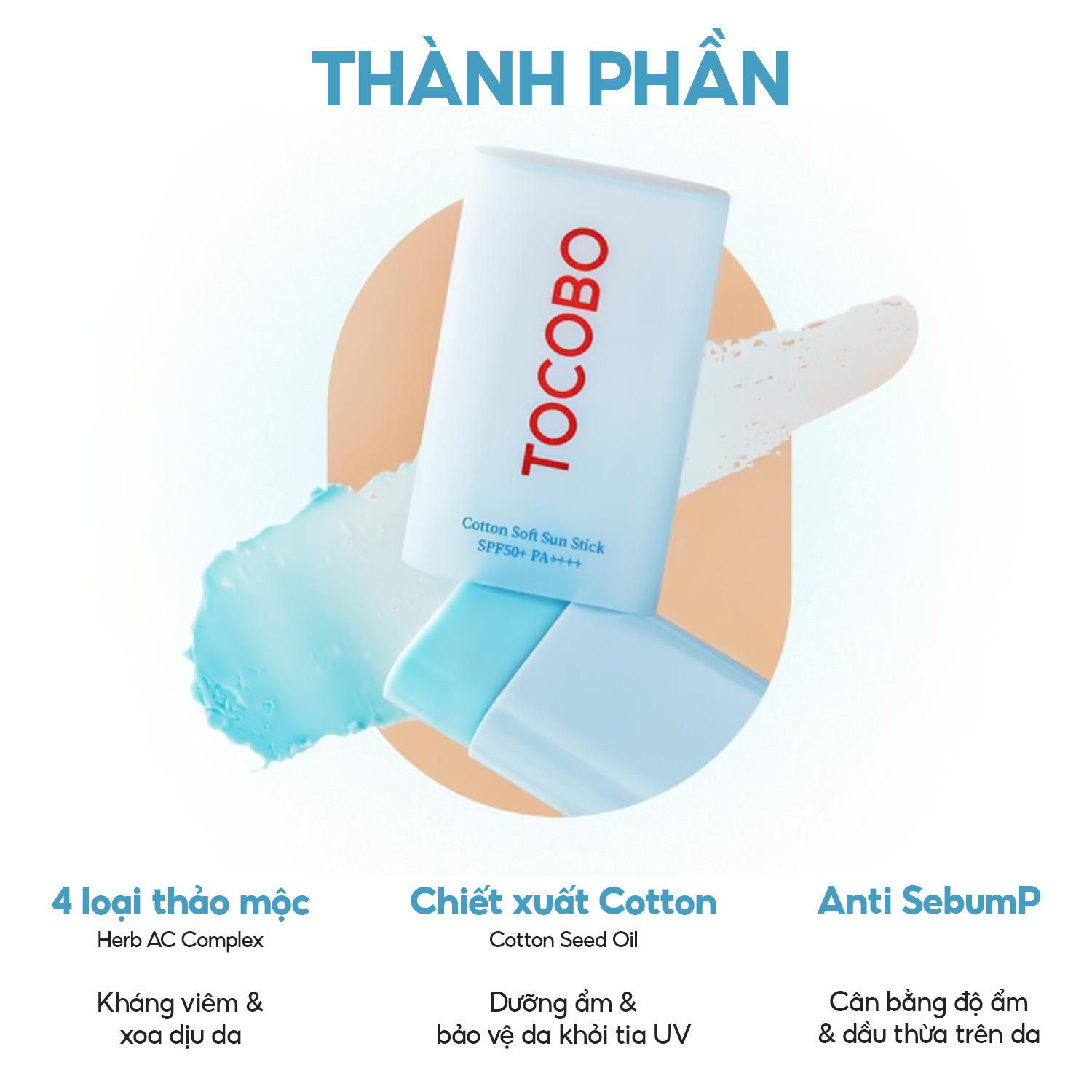 Kết cấu mỏng nhẹ không bết dính của Tocobo Cotton Soft Sun Stick